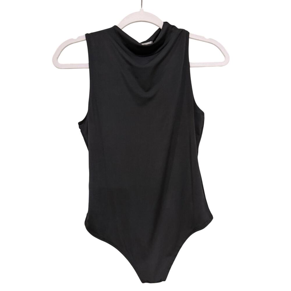 Live in The Moment Sleeveless Mock-Neck Black Bodysuit - L